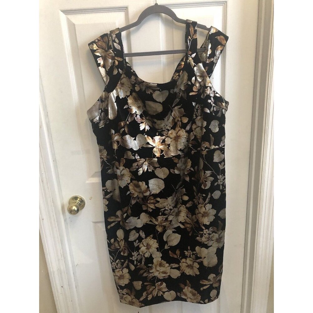 Beige By ECI Women Multicolored Square Neck Sleeveless Sheath Dress Size 22W.New